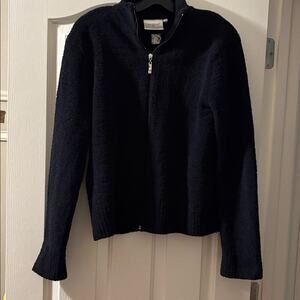 Kashwere Chenilla Lite Black Full Zip Jacket size M (approx)